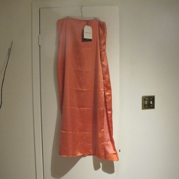 House of CB - Mistress Rocks Coral High Split Maxi Skirt with Beaded Corset - Picture 8 of 11